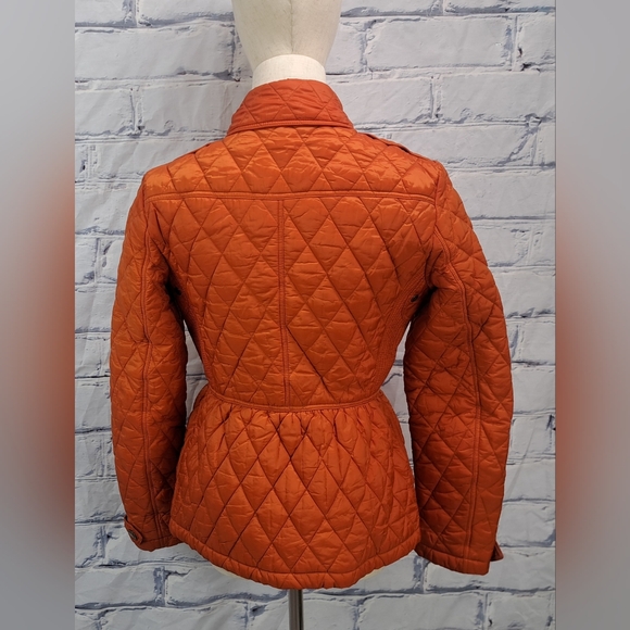 Burberry Women's Diamond Quilted Jacket with Hoodie Orange Sz Small - Picture 8 of 15